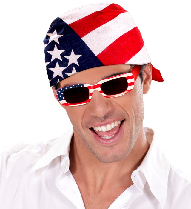 USA Bandana 55x55 cm aus Baumwolle mit Sternen und Streifen