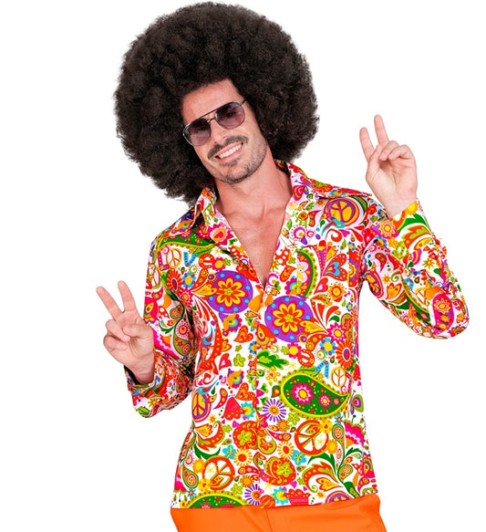 THE 60s FASHION Peace & Paisley Hemd mit buntem 60er Jahre Muster für Fasnacht
