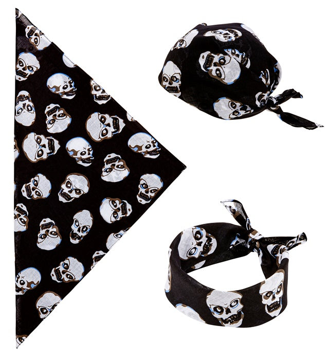 Skulls Bandana 55x55 cm mit Totenkopf-Motiv aus 100% Baumwolle