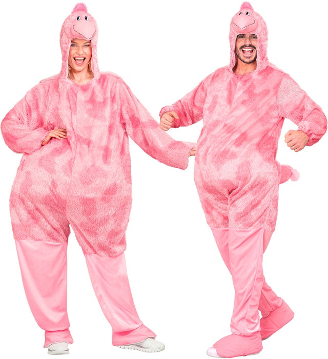 Flamingo-Overall mit Kapuze, buntes Kostüm für Fasnacht und Karneval