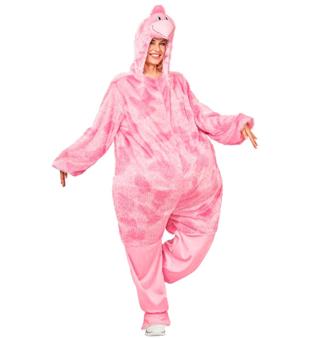 Flamingo-Overall mit Kapuze, buntes Kostüm für Fasnacht und Karneval