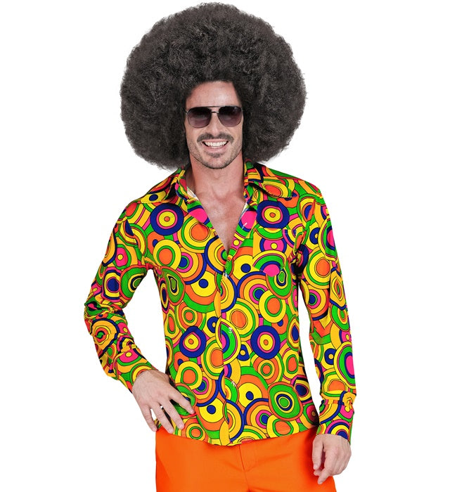 THE 70s GROOVY STYLE Hemd mit gelben Kreisen im Retro 70er-Jahre Design