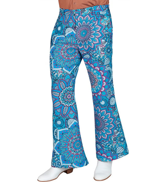 Blaue Mandala-Hose im 60er Jahre Stil für Fasnacht und Karneval