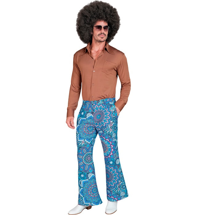 Blaue Mandala-Hose im 60er Jahre Stil für Fasnacht und Karneval