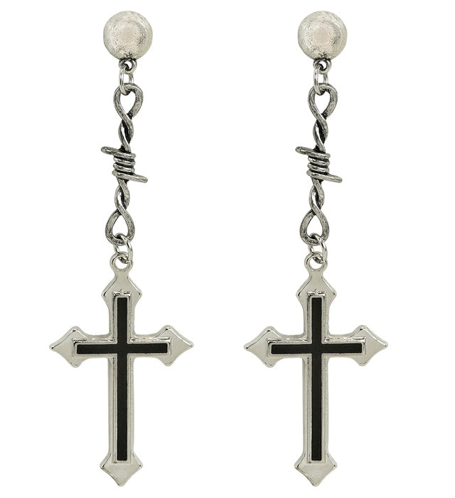 Schwarze Ohrstecker in Form eines Kreuzes als Fasnachts- und Halloween-Accessoire