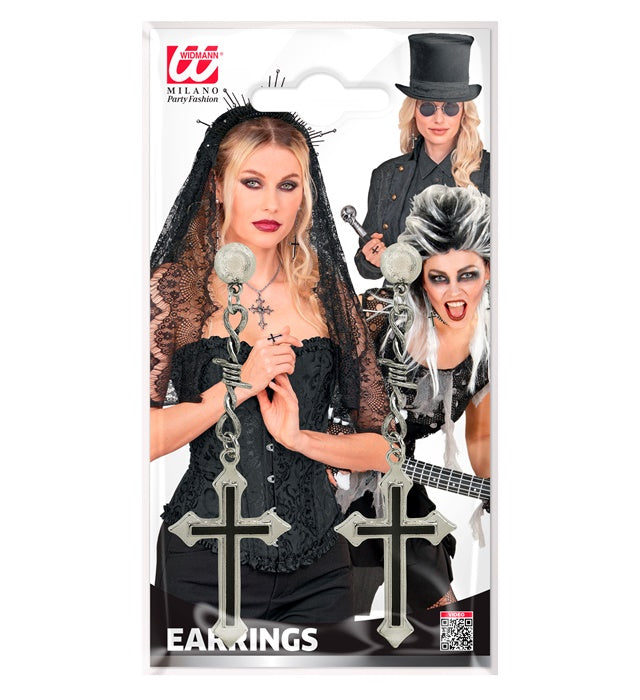 Schwarze Kreuz-Ohrringe als modisches Accessoire