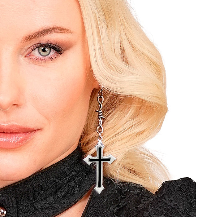 Schwarze Kreuz-Ohrringe als modisches Accessoire