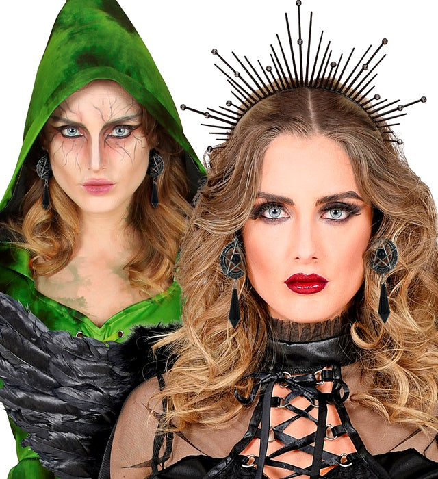 Satanische Ohrringe in schwarzem und rotem Design für Halloween und Fasnacht