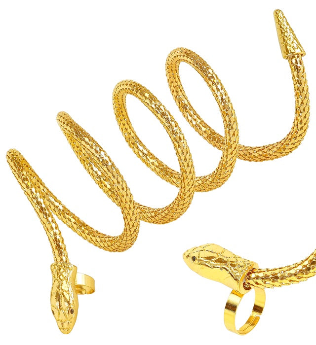 Goldenes Fingerarmband in Schlangenform als Fasnachtsschmuck