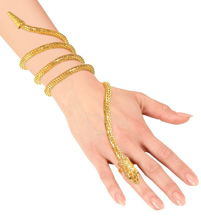Goldenes Fingerarmband in Schlangenform als Fasnachtsschmuck