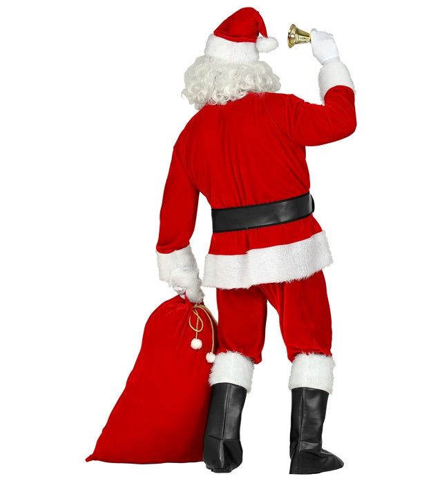 Weihnachtsmann-Kostüm mit Jacke, Hose, Mütze, Bart, Brille und Sack