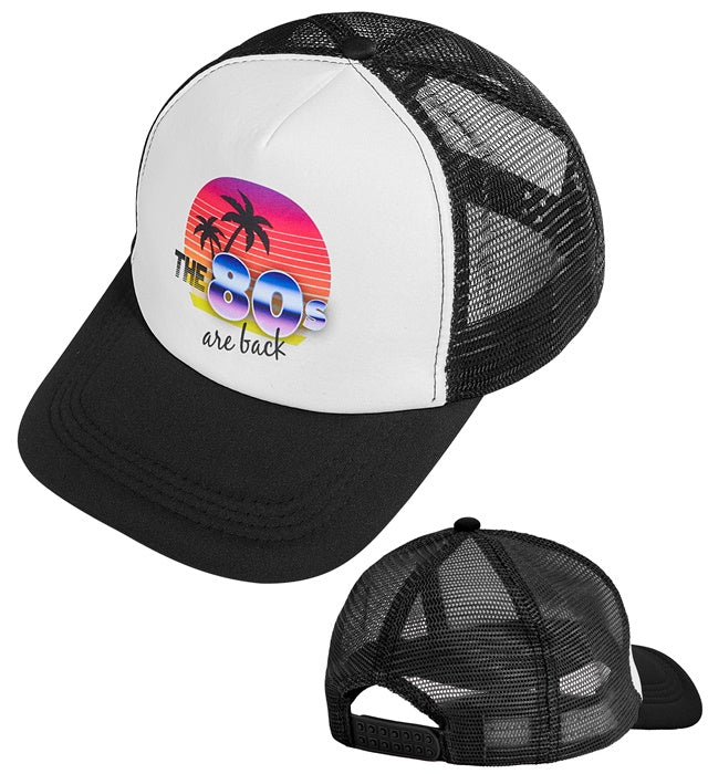 80er Jahre Mode Basecap in buntem Retro-Design als Fasnachts-Accessoire