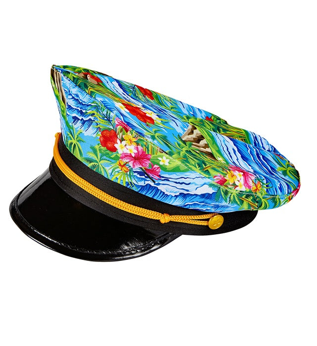 Hawaii Kapitänsmütze mit nautischem Design für Fasnacht und Karneval
