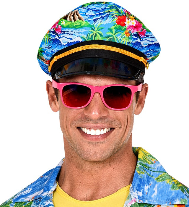 Hawaii Kapitänsmütze mit nautischem Design für Fasnacht und Karneval