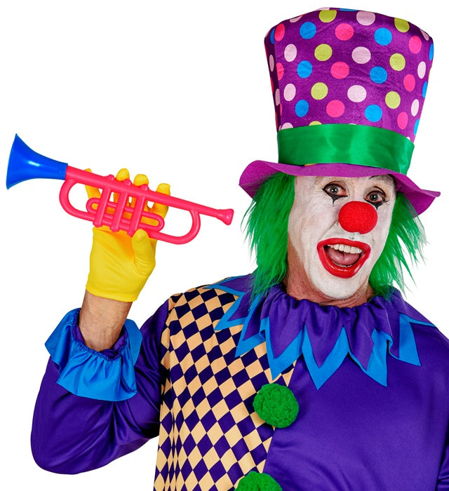 Gepunkteter Clown-Zylinder mit Haaren, 23 cm hoher Fasnachts-Hut