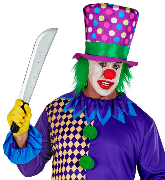 Gepunkteter clown Zylinder mit roten Haaren