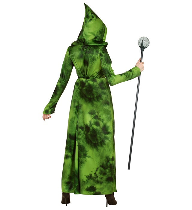 Waldhexe Kostüm Kleid mit Kapuze in dunklem Design für Fasnacht