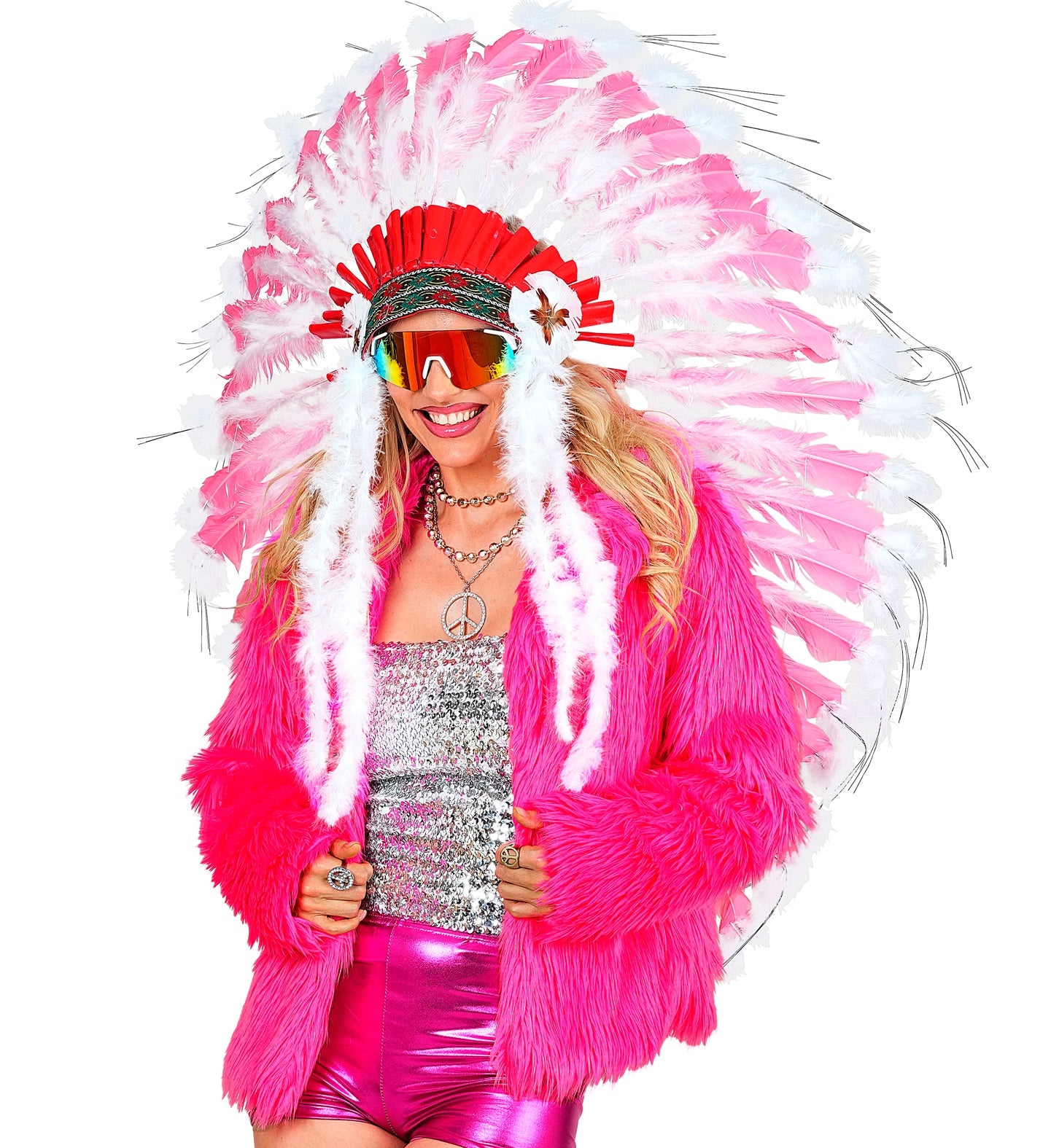 Neon Pinke Damen Plüsch Jacke