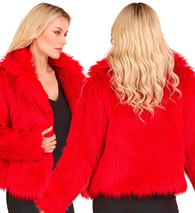 Rote Damen Plüschjacke für Fasnacht und Karneval