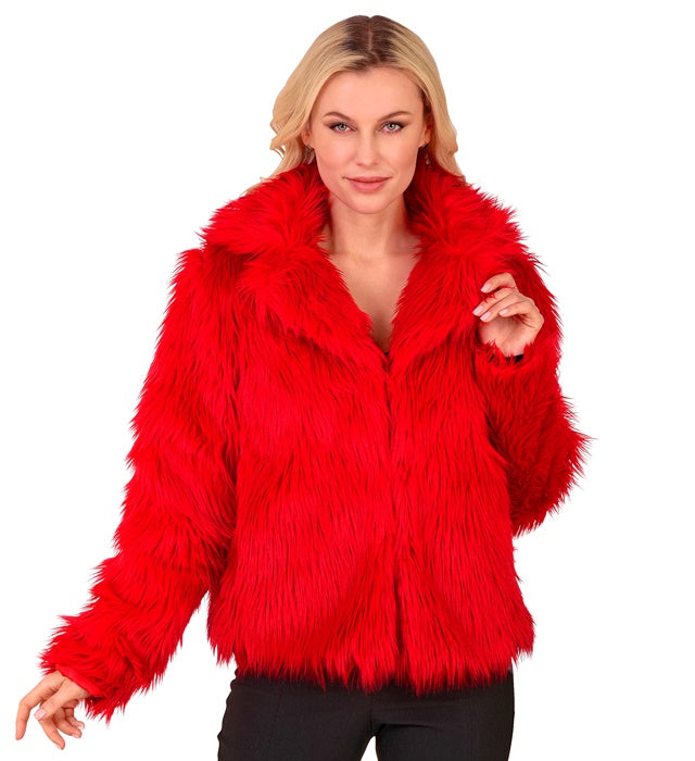 Rote Damen Plüschjacke für Fasnacht und Karneval
