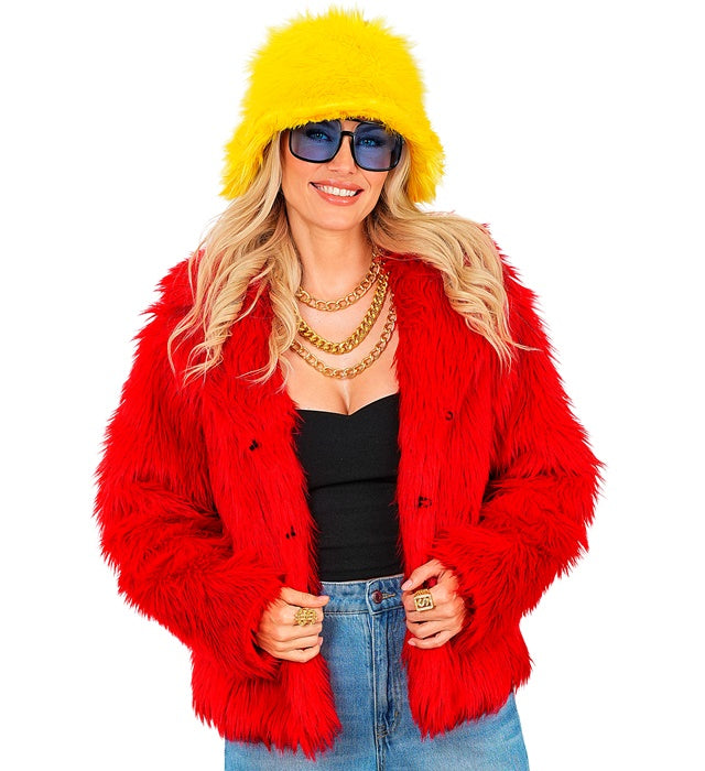 Rote Damen Plüschjacke für Fasnacht und Karneval