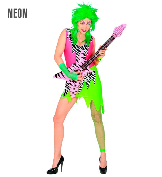 80er Jahre Kleid mit fingerlosen Netzhandschuhen für Fasnacht und Mottoparty
