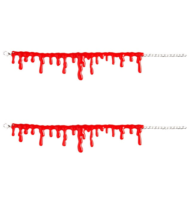 Set aus zwei Armbändern mit roten Blutstropfen als Halloween-Kostümzubehör