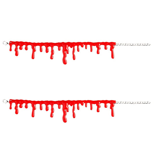 Set aus zwei Armbändern mit roten Blutstropfen als Halloween-Kostümzubehör