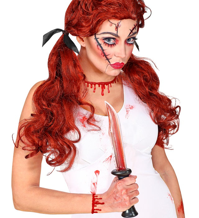 Set aus zwei Armbändern mit roten Blutstropfen als Halloween-Kostümzubehör