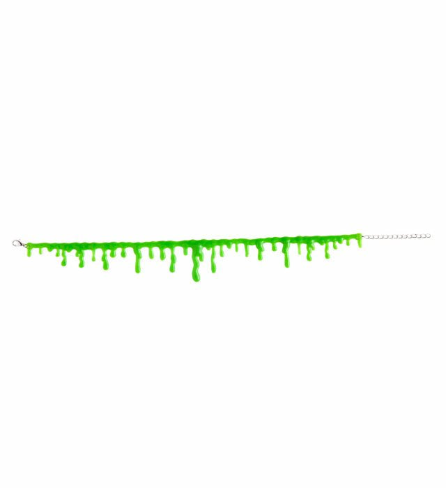 Grüne Halskette mit tropfenförmigem Slime-Anhänger als Halloween-Accessoire