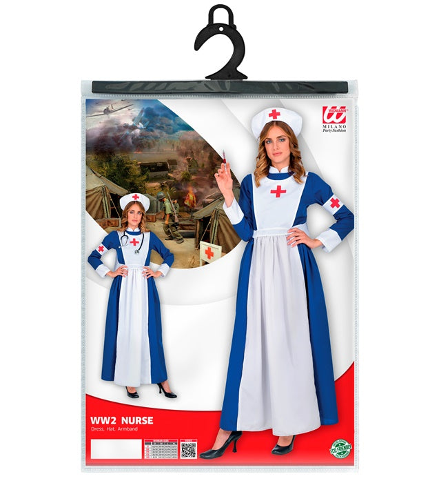 Retro Krankenschwester Kostüm mit Kleid, Haube und Armbinde für Fasnacht