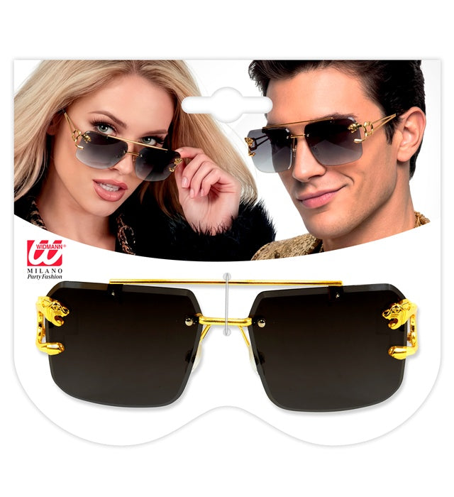 Animalier Sonnenbrille in gold mit getönten Gläsern für Fasnacht und Karneval