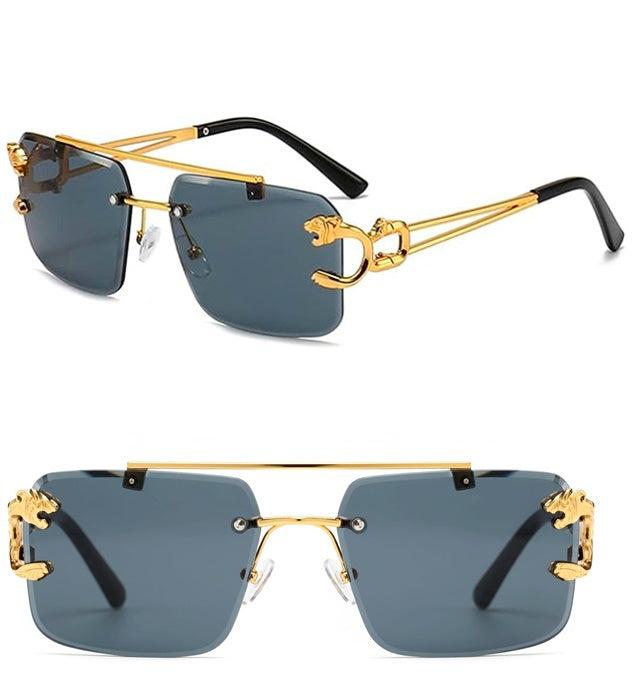 Animalier Sonnenbrille in gold mit getönten Gläsern für Fasnacht und Karneval