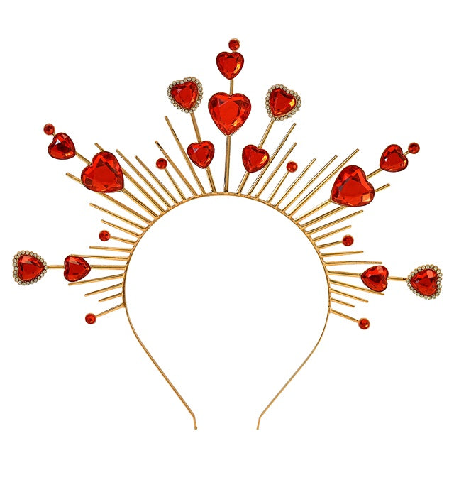 Rotes Diadem mit Herzen als Fasnacht-Accessoire