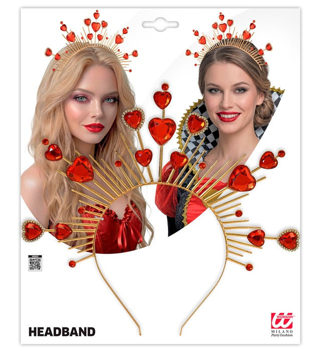 Rotes Diadem mit Herzen als Fasnacht-Accessoire