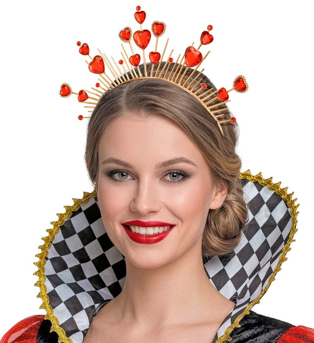 Rotes Diadem mit Herzen als Fasnacht-Accessoire