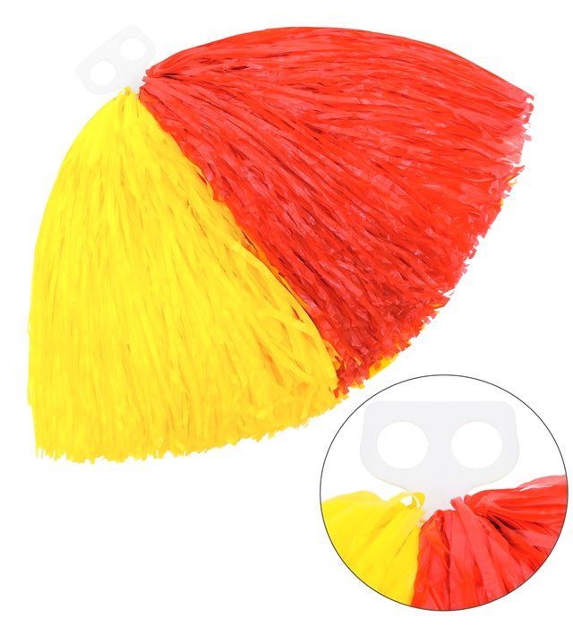 Zweifarbiger Pom Pom in Gelb und Rot für Fasnacht und Karneval