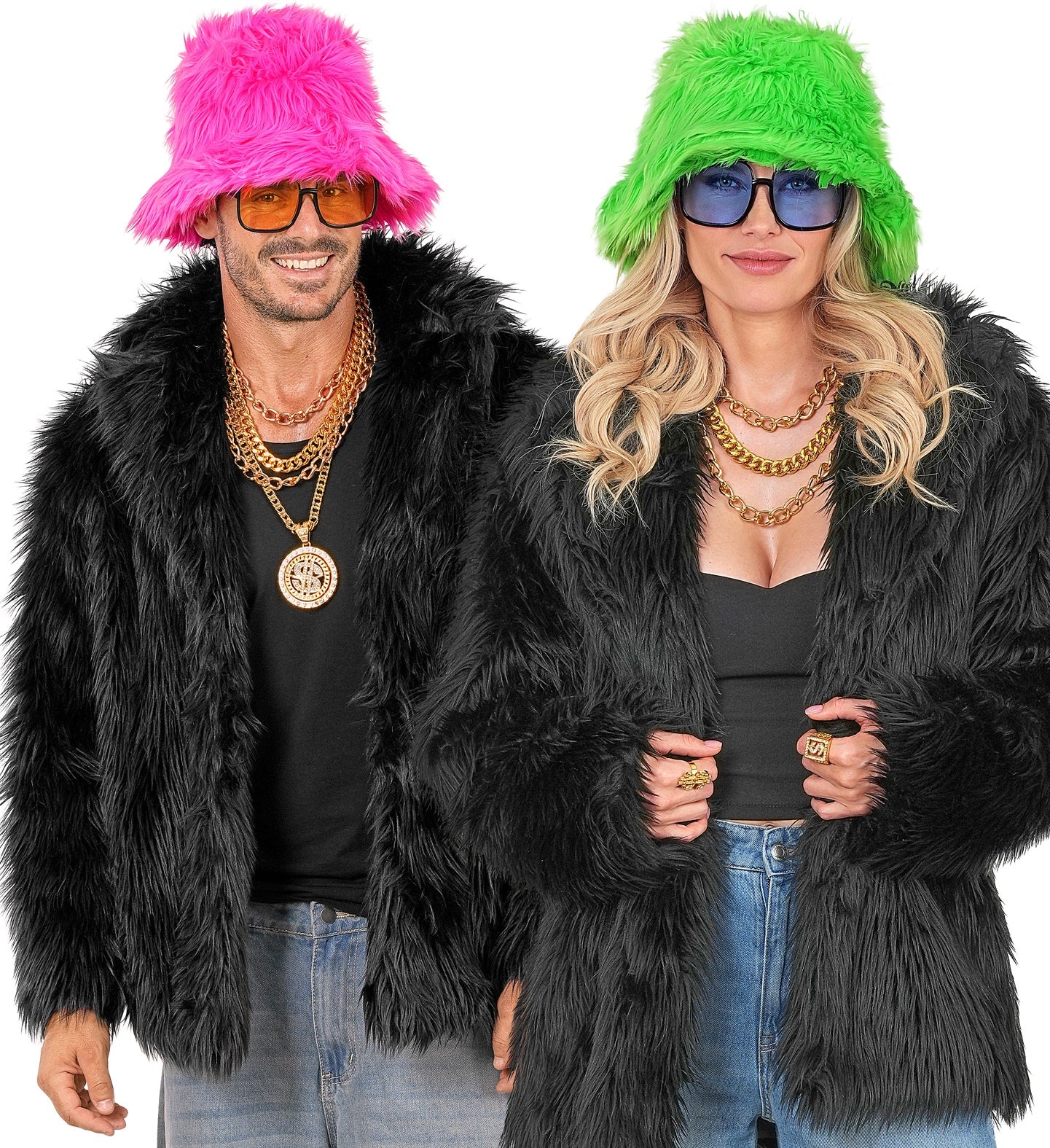 Schwarze Plüsch Jacke Unisex