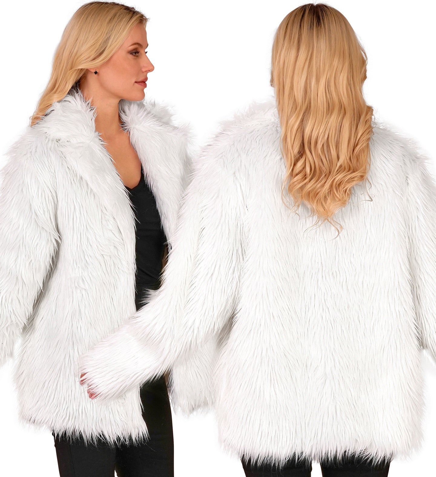 Weisse Plüsch Jacke Unisex