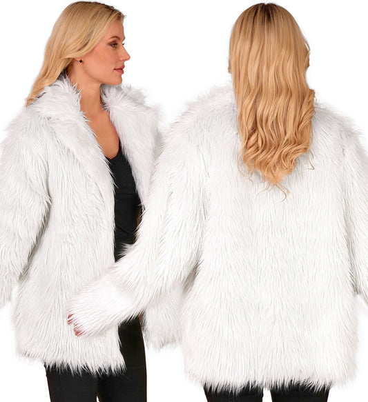 Weisse Plüsch Jacke Unisex