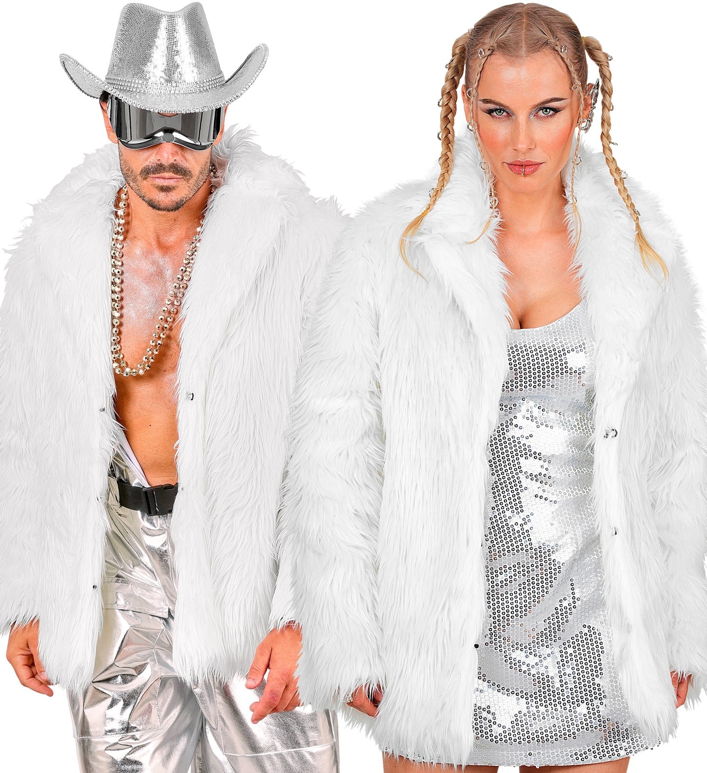 Weisse Plüsch Jacke Unisex