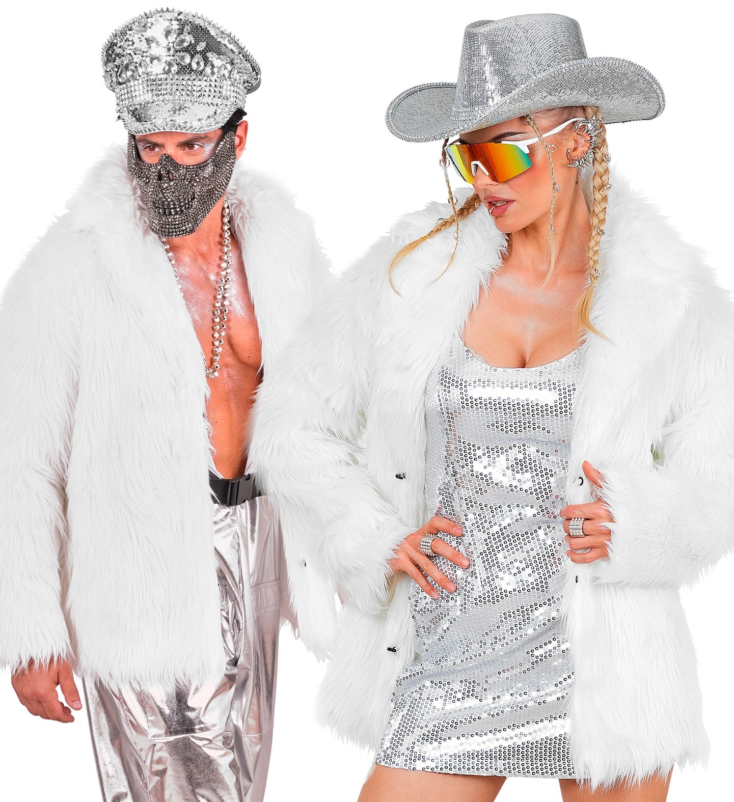 Weisse Plüsch Jacke Unisex