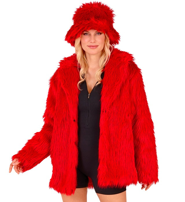 Rote Plüschjacke für Fasnacht und Karneval