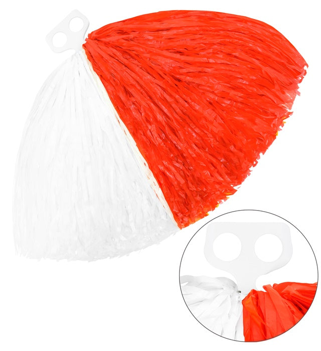 Zweifarbige Pom Poms in Weiß und Rot als Fasnachtsdekoration