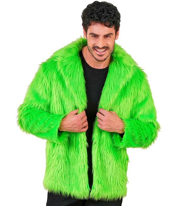 Neon grüne Plüschjacke für Fasnacht und Karneval