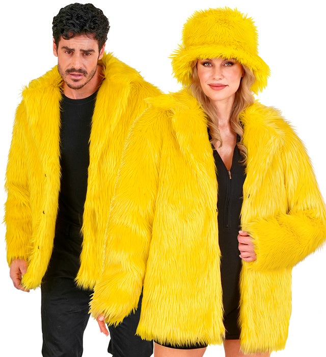 Gelbe Plüschjacke aus weichem Material für Fasnacht und Karneval