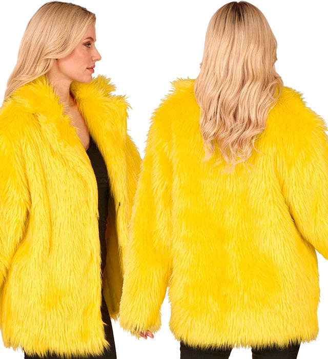 Gelbe Plüschjacke aus weichem Material für Fasnacht und Karneval