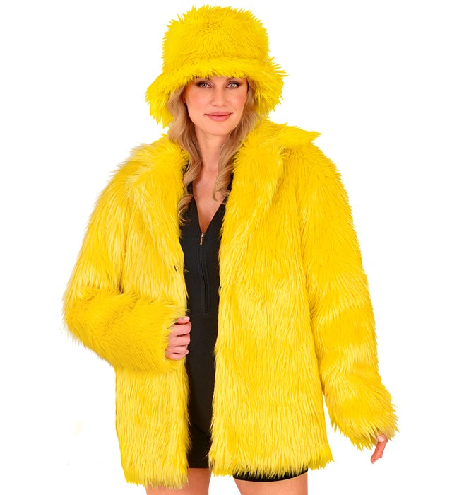 Gelbe Plüschjacke aus weichem Material für Fasnacht und Karneval