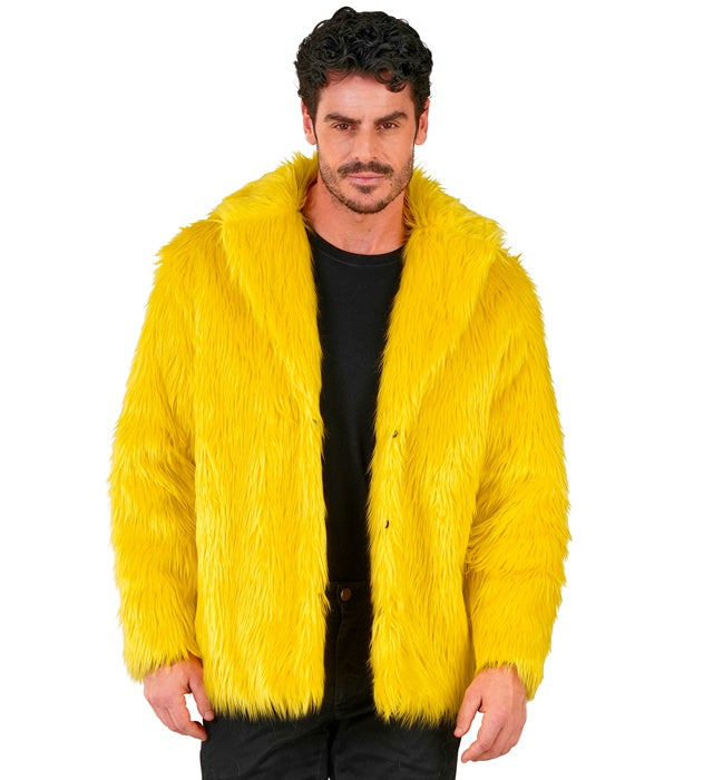 Gelbe Plüschjacke aus weichem Material für Fasnacht und Karneval