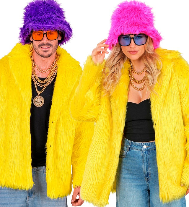Gelbe Plüschjacke aus weichem Material für Fasnacht und Karneval